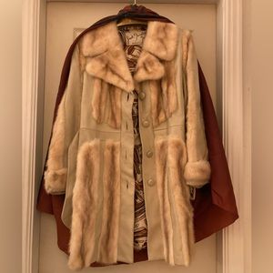 Vintage leather and fur coat